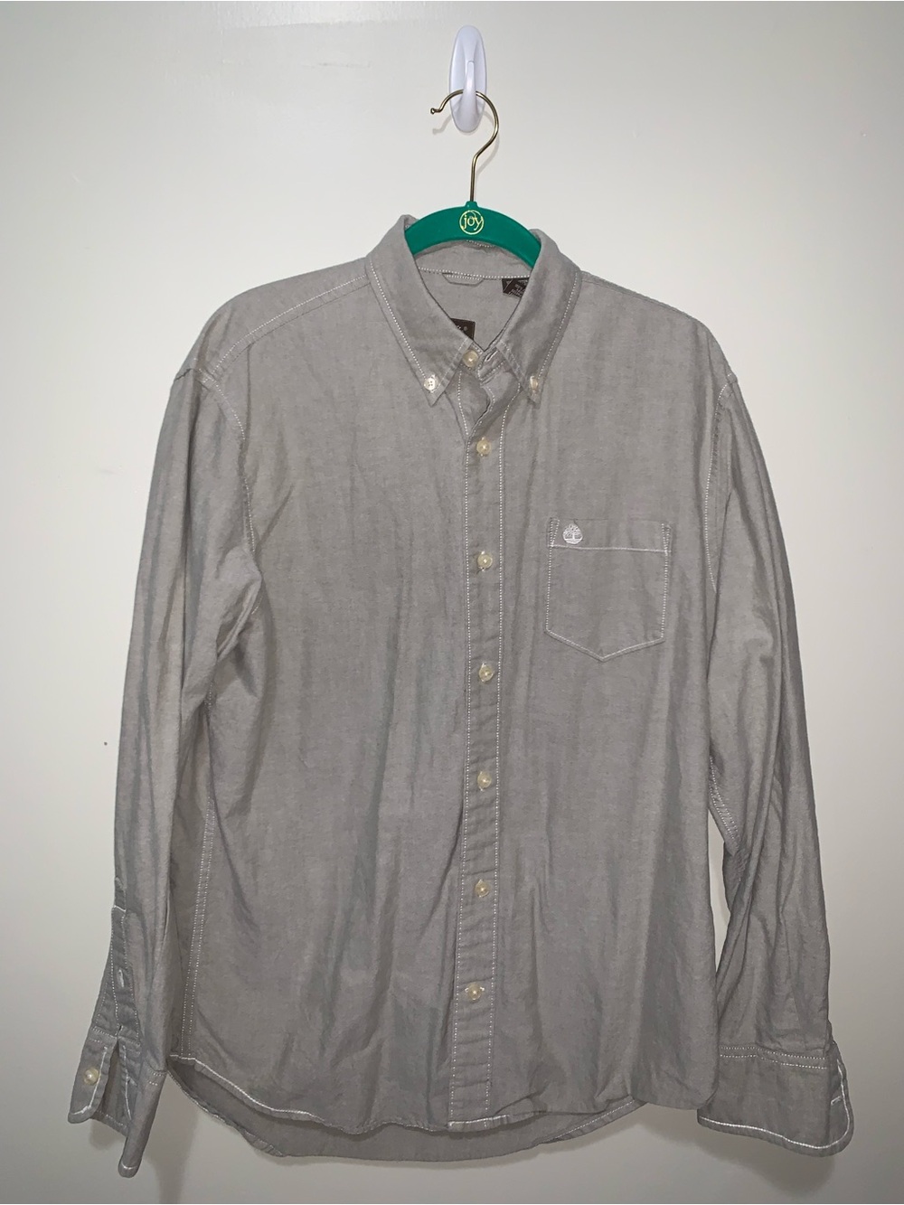 Timberland Men's Gray Button-Down Long Sleeve Shirt